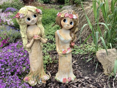 Velká vila šípková růže Vaněček květiny socha dekorace zahrada dívka keramika Andee