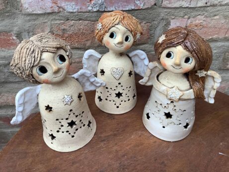 Keramický anděl lampička světlo na svíčku dekorace keramikaandee s hvězdou