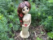 Keramická víla soška s vlčími máky do zahrady keramika Andee dívka soška figura dekorace