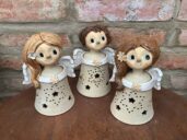 Anděl Lampička lucerna keramická Anděl Lampička lucerna keramická dekorace světlo křídla vločka