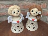 Anděl Lampička lucerna keramická Anděl Lampička lucerna keramická dekorace světlo křídla srdce