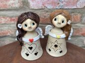 Anděl Lampička lucerna keramická Anděl Lampička lucerna keramická dekorace světlo křídla hvezda