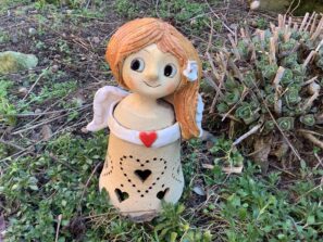 Anděl Lampička lucerna keramická Anděl Lampička lucerna keramická dekorace světlo křídla srdce