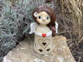 Anděl Lampička lucerna keramická Anděl Lampička lucerna keramická dekorace světlo křídla srdce