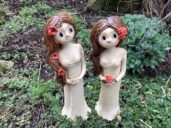 Víla soška figura keramika ptáček vlčí mák panenka keramikaandee andreaabrahamova dekorace zahrada dívka