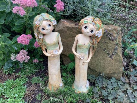 Víla lesní figura soška dekorace keramika květy keramikaandee